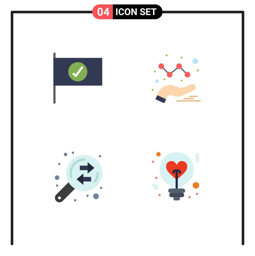 paquete de interfaz de usuario de 4 iconos planos básicos de elementos de diseño vectorial editables de bulbo empresarial de análisis financiero comprobado vector