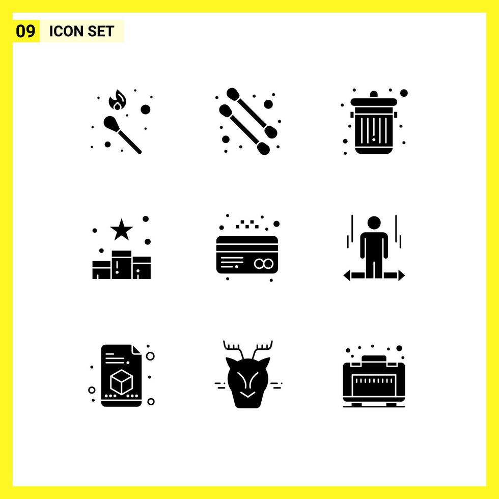 9 Creative Icons Modern Signs and Symbols of user card trash atm reward Editable Vector Design Elements