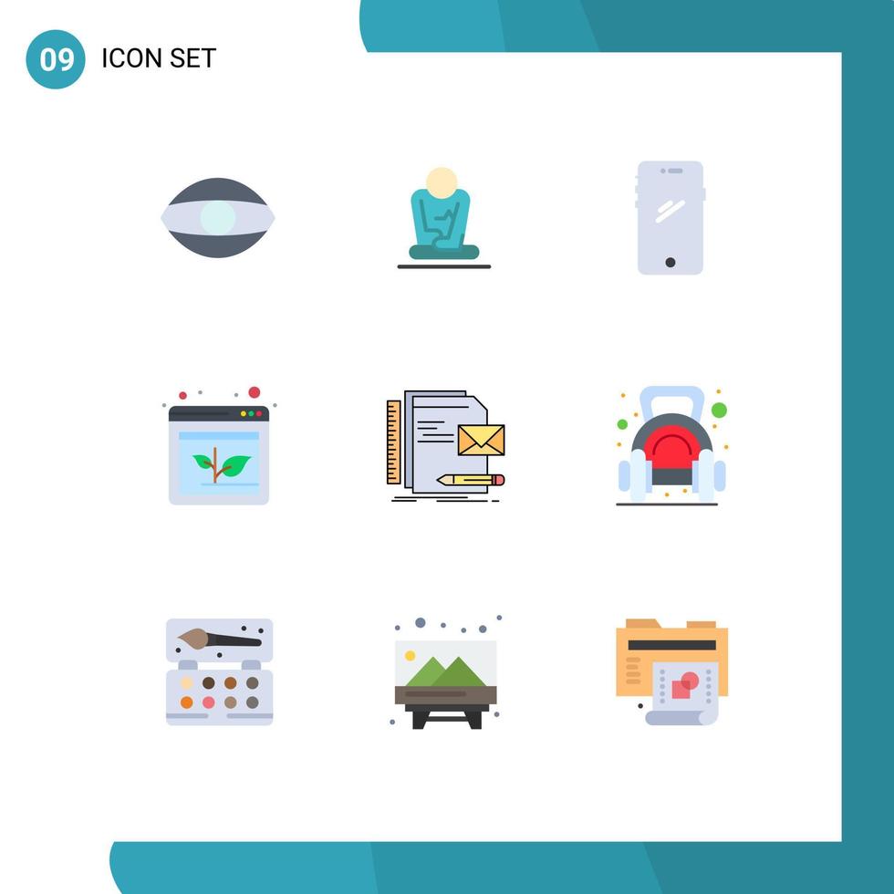 grupo de símbolos de icono universal de 9 colores planos modernos de crecimiento de marca navegador de teléfono elementos de diseño vectorial editables de iphone vector