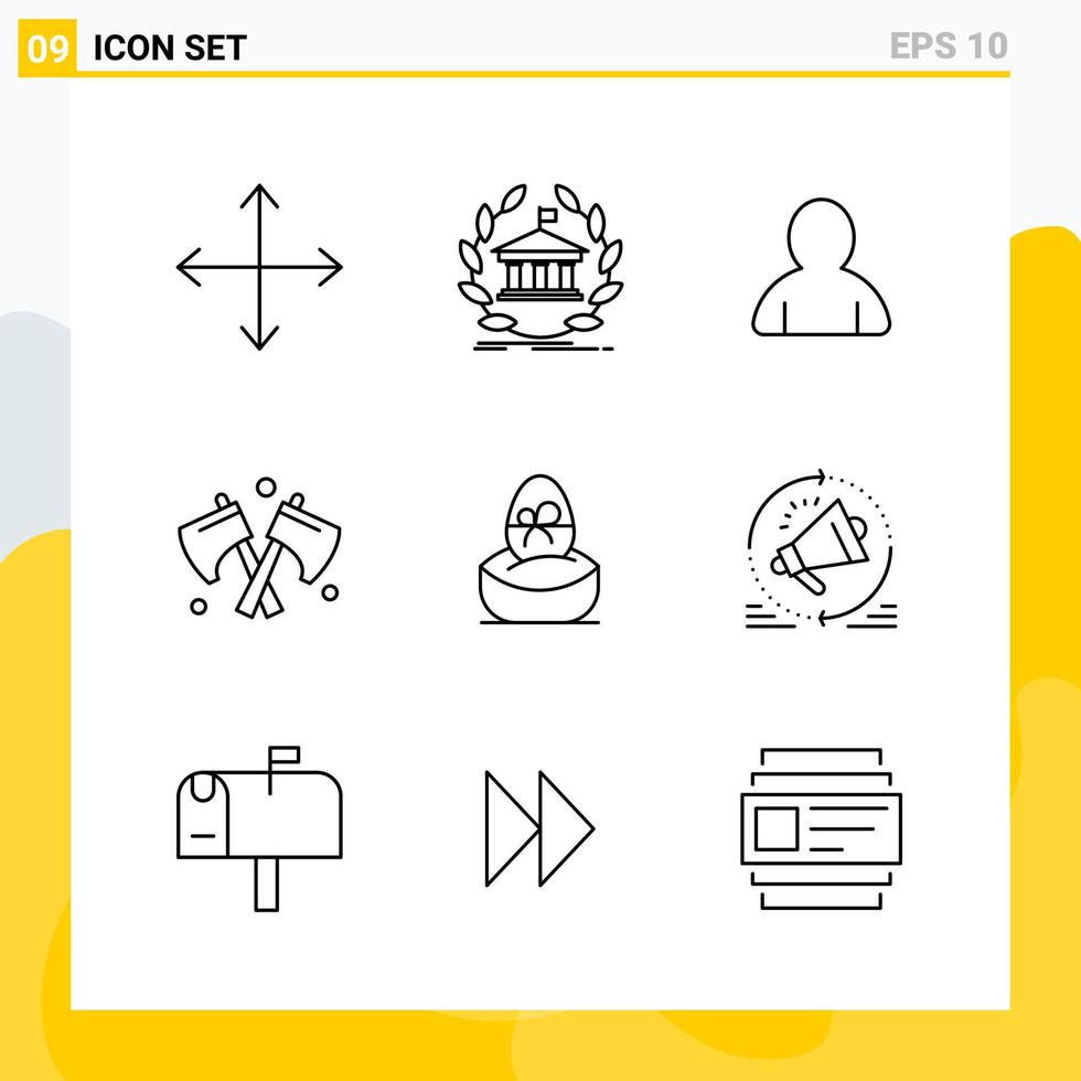 Collection of 9 Universal Line Icons Icon Set for Web and Mobile vector