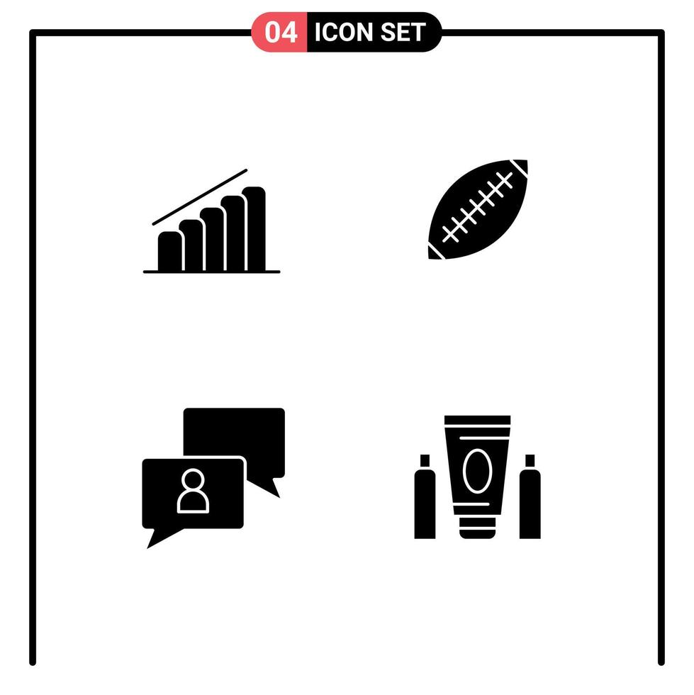 Pictogram Set of Simple Solid Glyphs of chart sport analysis football chatting Editable Vector Design Elements