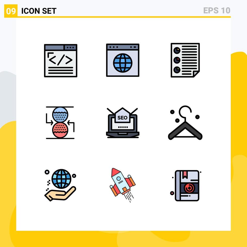 Stock Vector Icon Pack of 9 Line Signs and Symbols for sandclock control website concentration page Editable Vector Design Elements