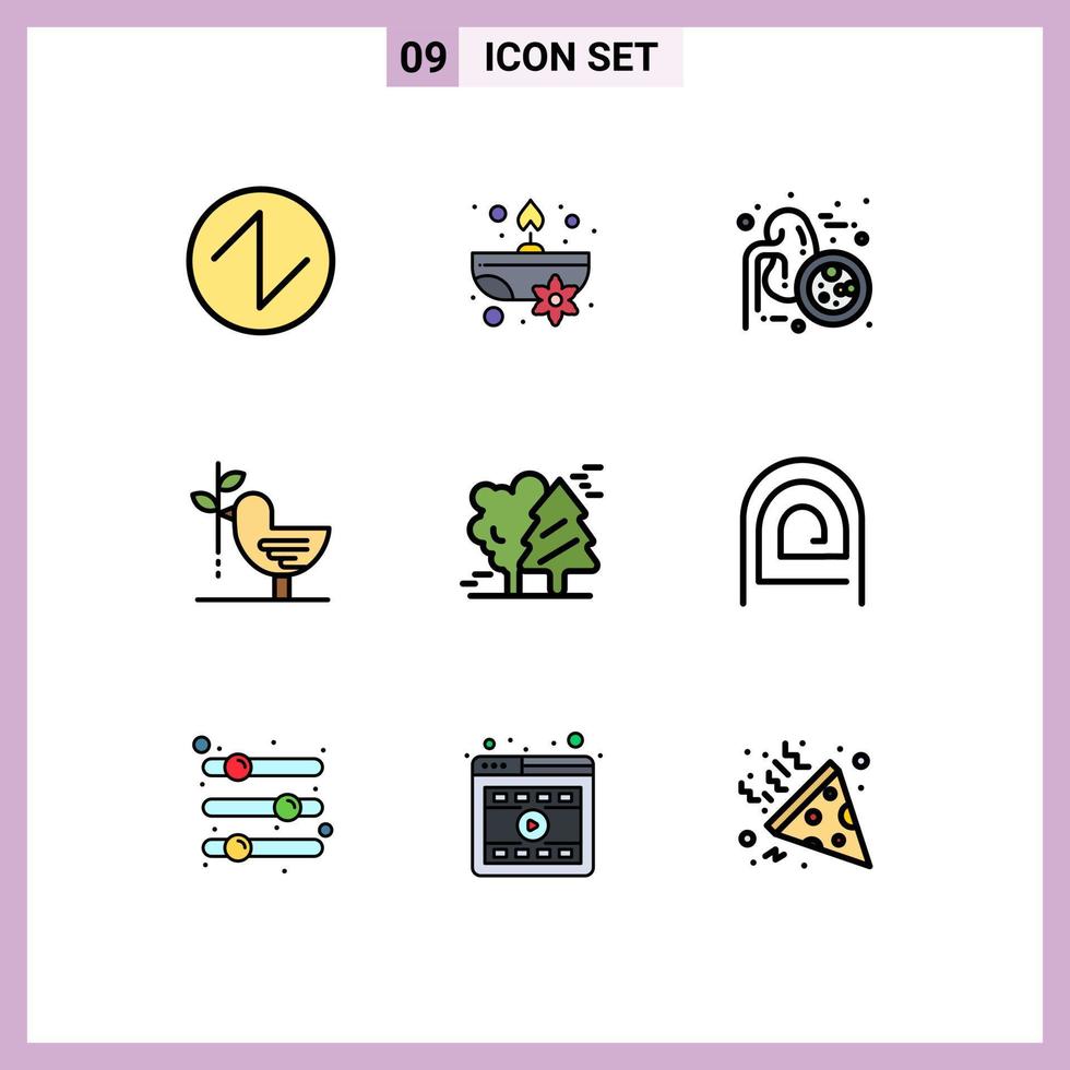 9 Universal Filledline Flat Colors Set for Web and Mobile Applications arctic pacifism kidneys harmony dove Editable Vector Design Elements