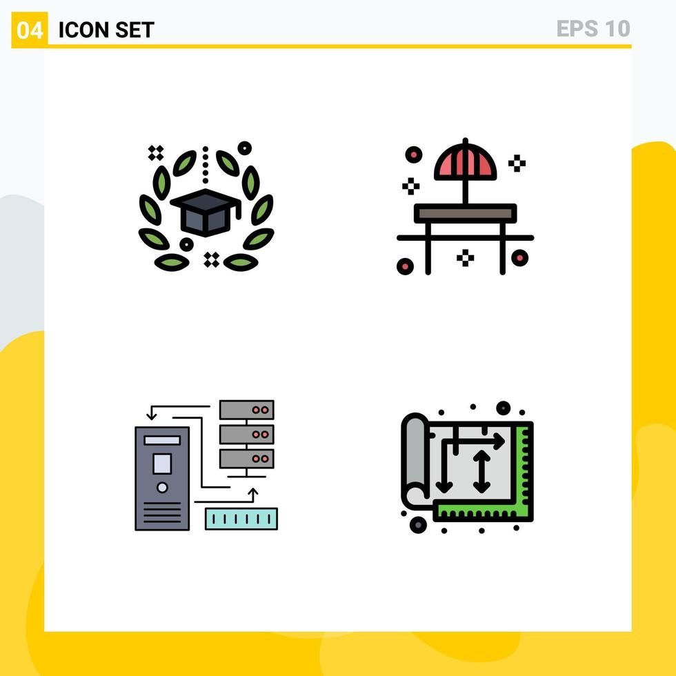 4 Thematic Vector Filledline Flat Colors and Editable Symbols of degree table graduation park data Editable Vector Design Elements