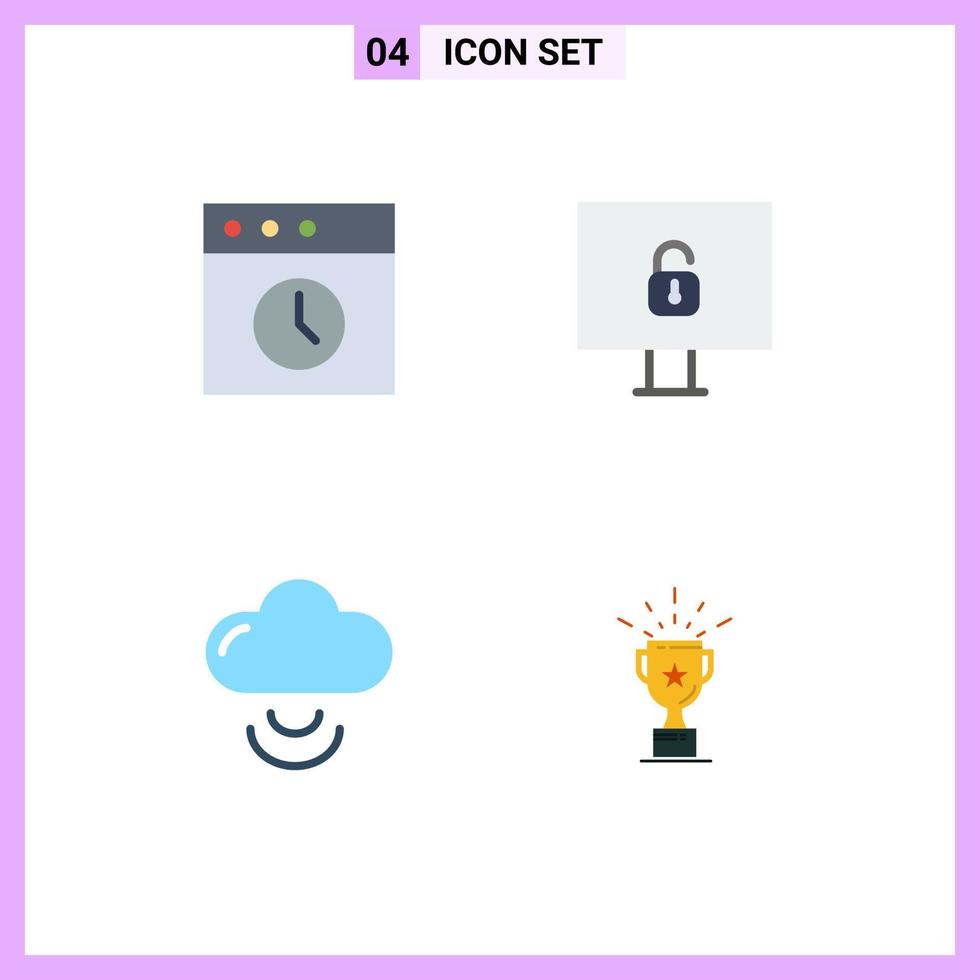4 Universal Flat Icons Set for Web and Mobile Applications app cup computer cloud prize Editable Vector Design Elements