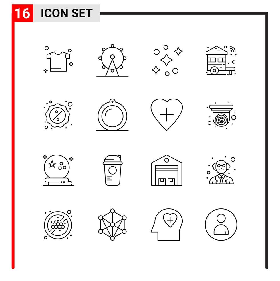 16 General Icons for website design print and mobile apps 16 Outline Symbols Signs Isolated on White Background 16 Icon Pack vector