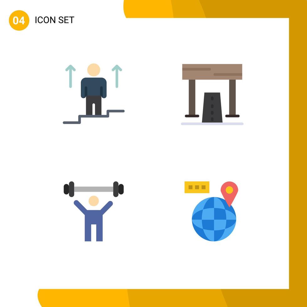 User Interface Pack of 4 Basic Flat Icons of user recreation man athletics gym Editable Vector Design Elements