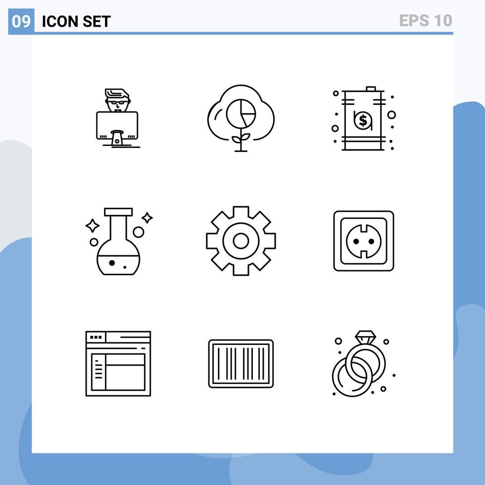 9 Universal Outlines Set for Web and Mobile Applications test flask investment tube drum Editable Vector Design Elements