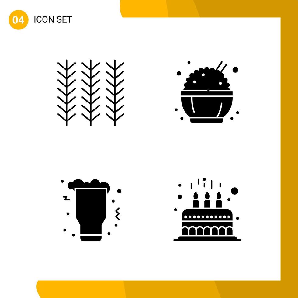 4 Icon Set Solid Style Icon Pack Glyph Symbols isolated on White Backgound for Responsive Website Designing vector