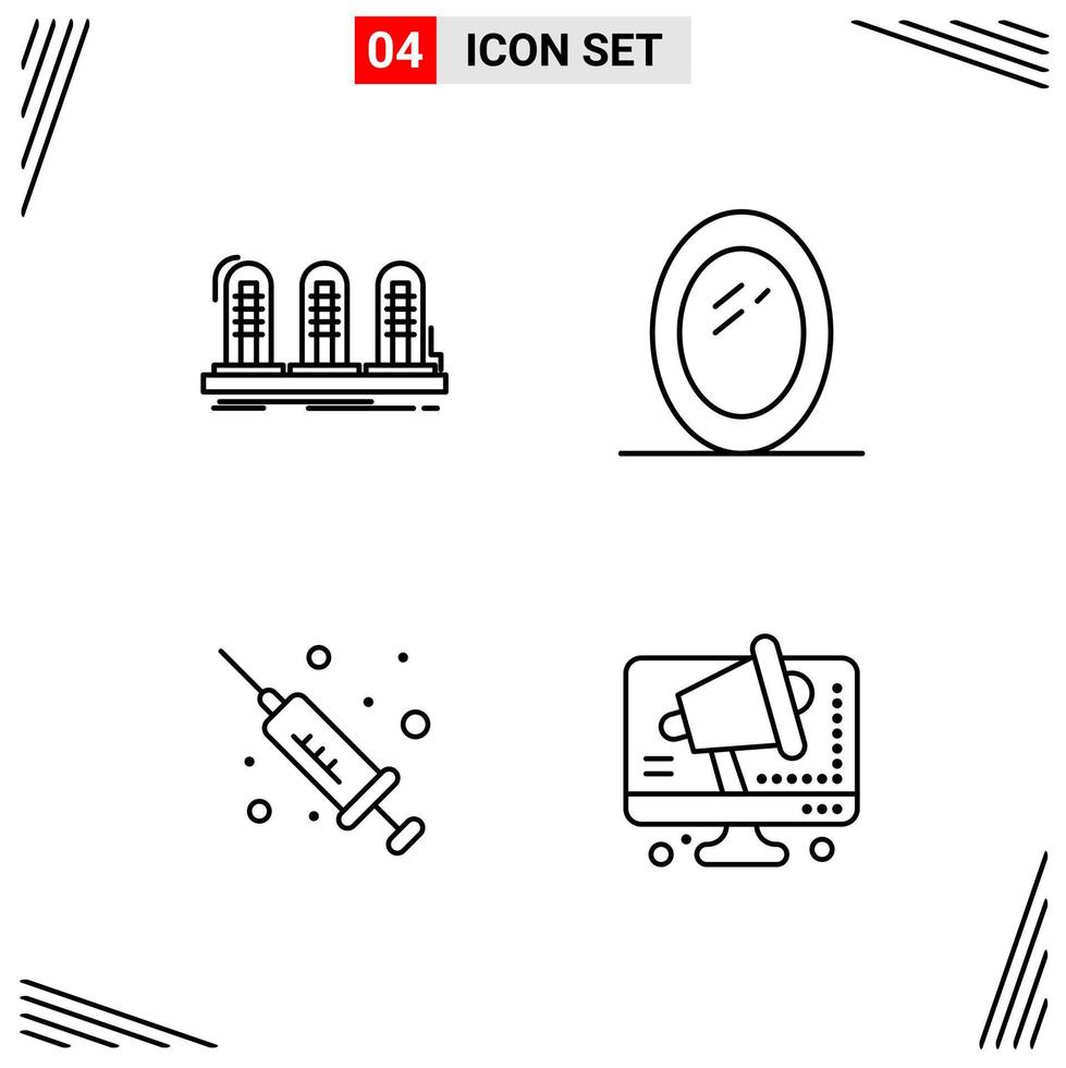 4 Icons Line Style Grid Based Creative Outline Symbols for Website Design Simple Line Icon Signs Isolated on White Background 4 Icon Set vector