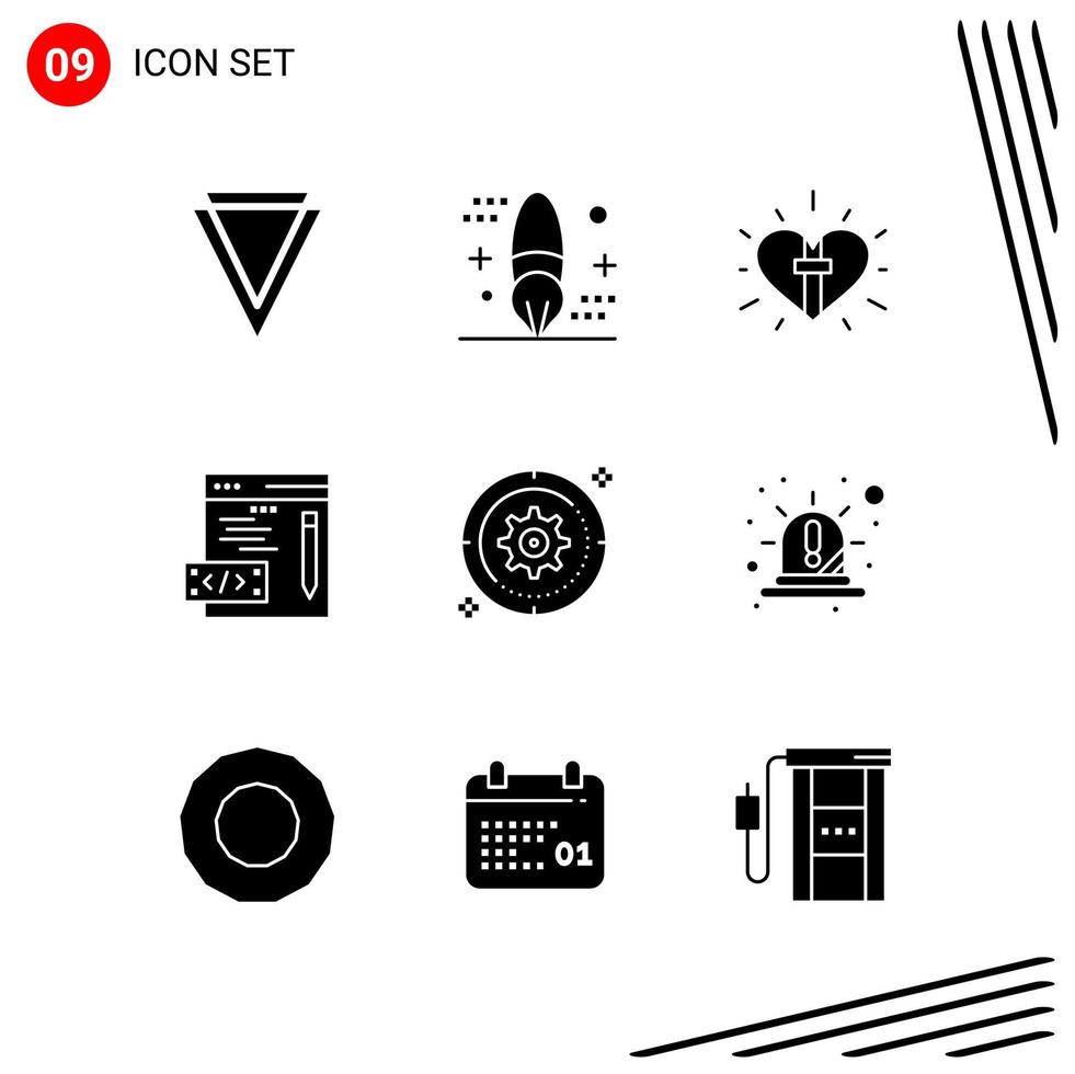 Collection of 9 Vector Icons in solid style Pixle Perfect Glyph Symbols for Web and Mobile Solid Icon Signs on White Background 9 Icons