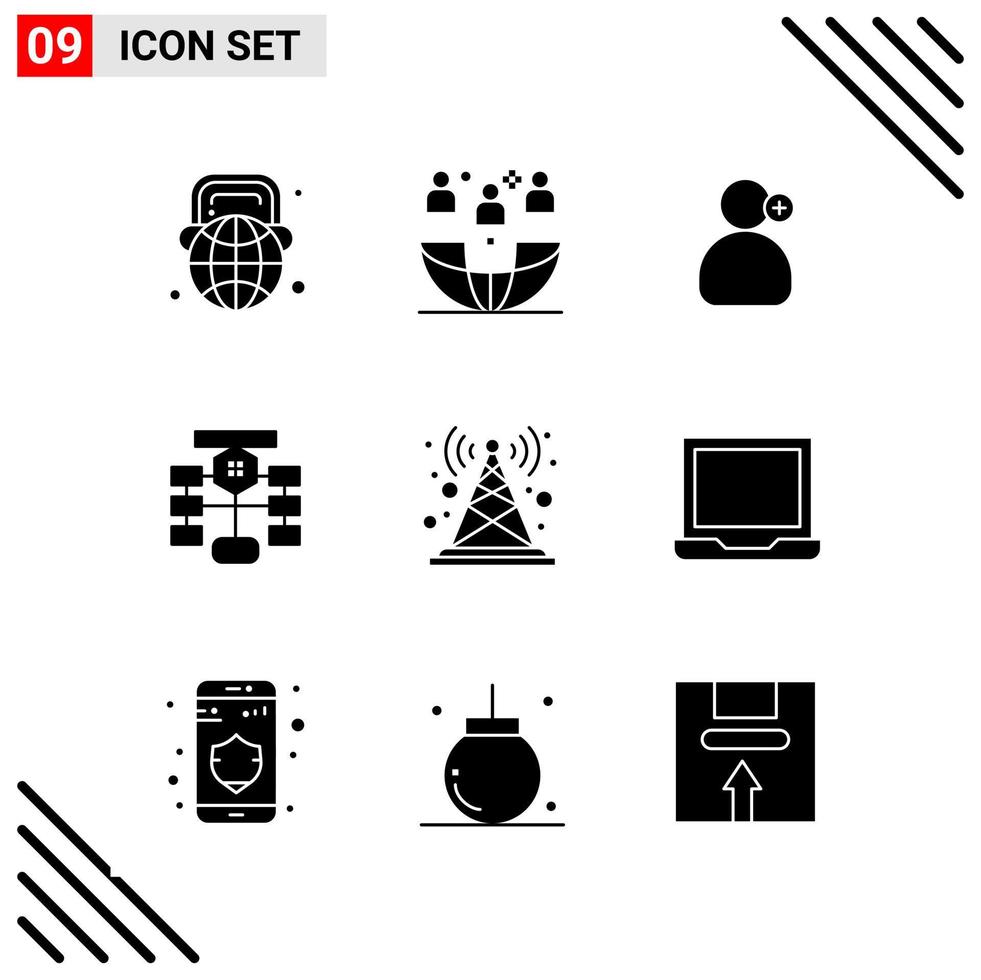 Pixle Perfect Set of 9 Solid Icons Glyph Icon Set for Webite Designing and Mobile Applications Interface vector