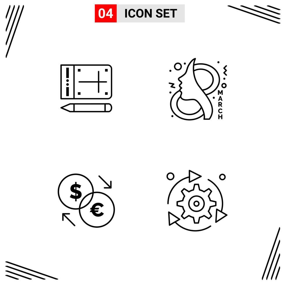 4 Icons Line Style Grid Based Creative Outline Symbols for Website Design Simple Line Icon Signs Isolated on White Background 4 Icon Set vector