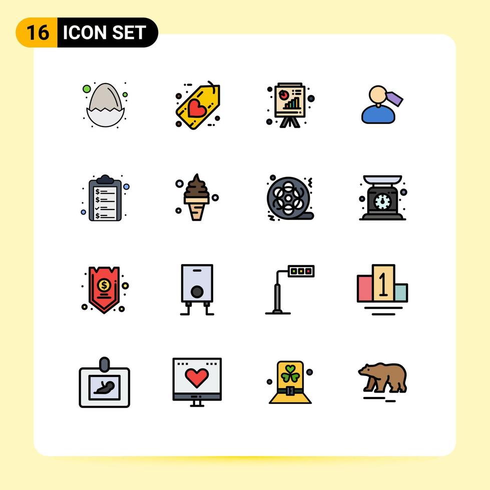 paquete de iconos de vectores de stock de 16 signos y símbolos de línea para la lista de verificación melena marca de amor informe de negocios elementos de diseño de vectores creativos editables