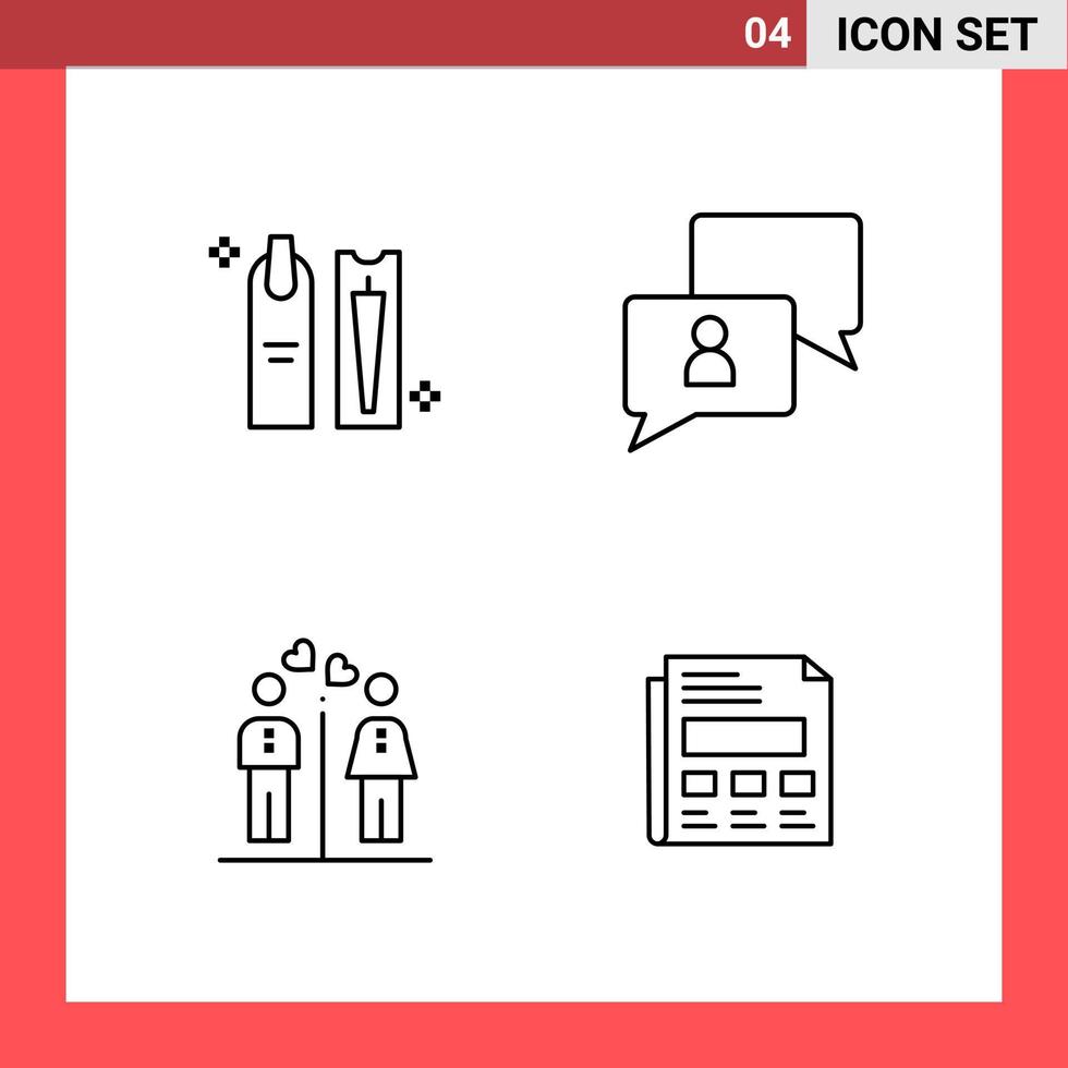 4 Icon Pack Line Style Outline Symbols on White Background Simple Signs for general designing vector