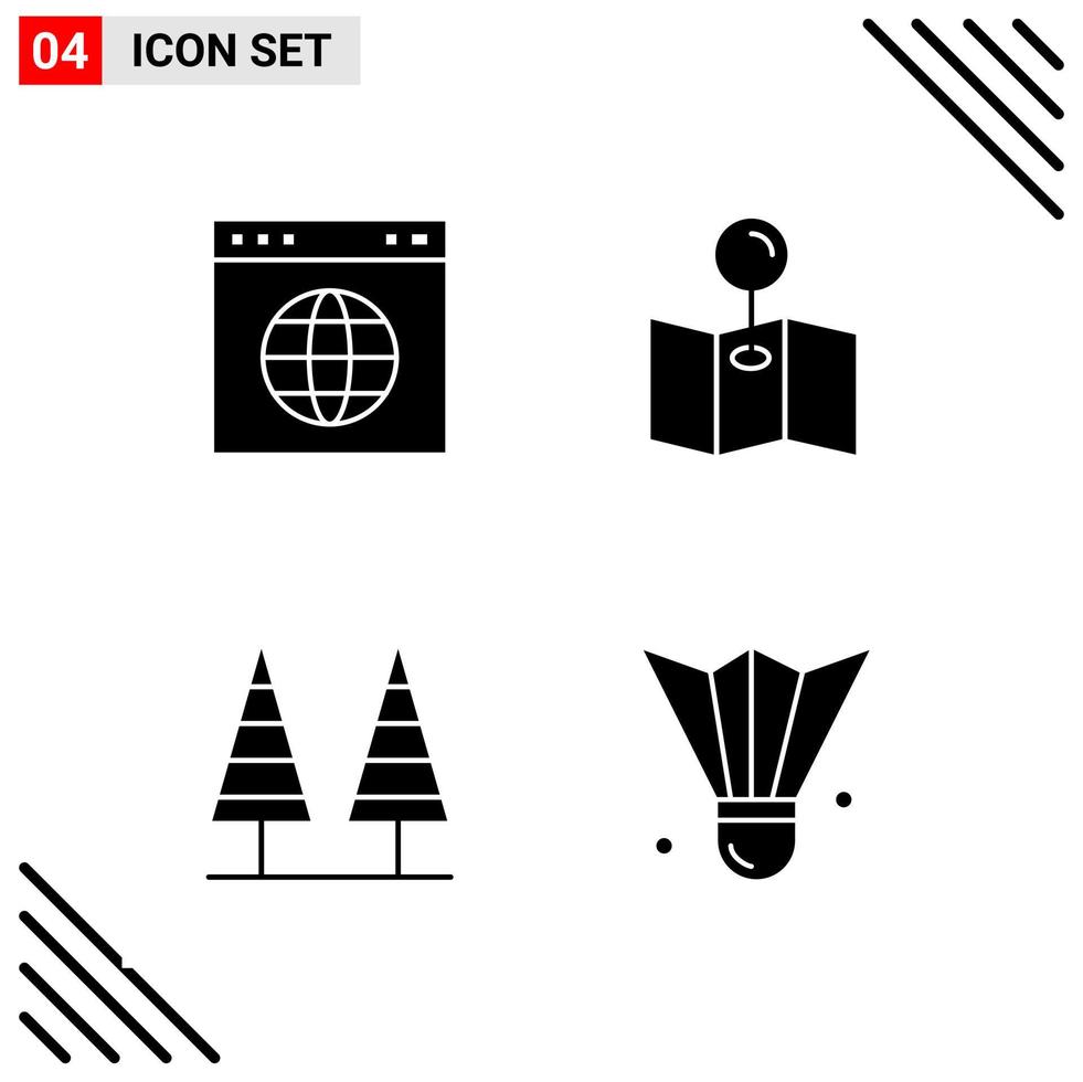 Pixle Perfect Set of 4 Solid Icons Glyph Icon Set for Webite Designing and Mobile Applications Interface vector