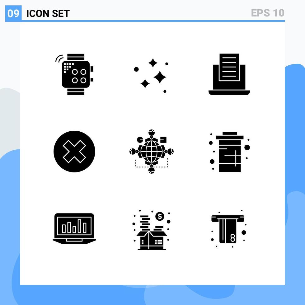 Modern Set of 9 Solid Glyphs Pictograph of function multimedia wash delete text Editable Vector Design Elements