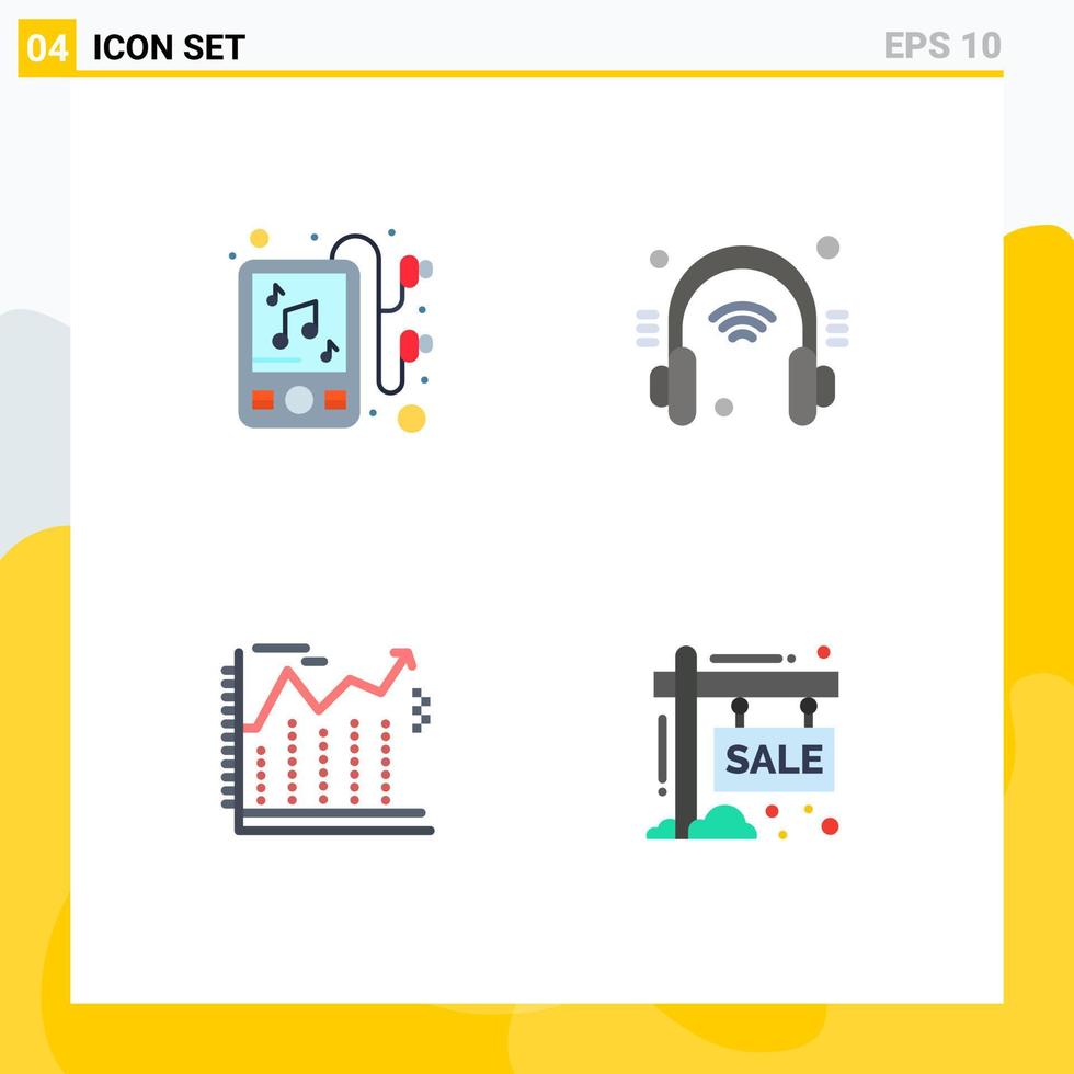 4 Thematic Vector Flat Icons and Editable Symbols of device business headphone internet of things board Editable Vector Design Elements