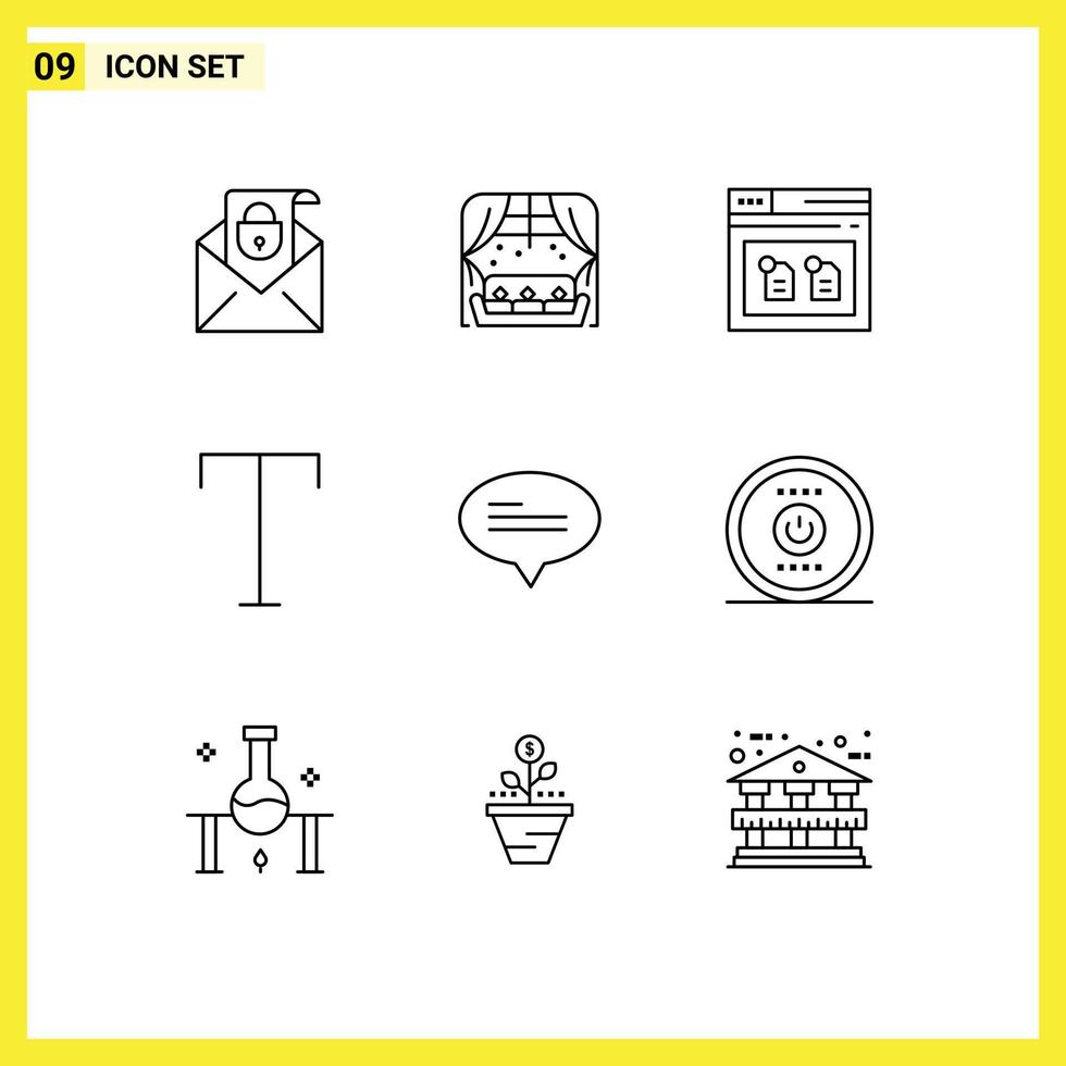 Stock Vector Icon Pack of 9 Line Signs and Symbols for messages chat archive style family Editable Vector Design Elements