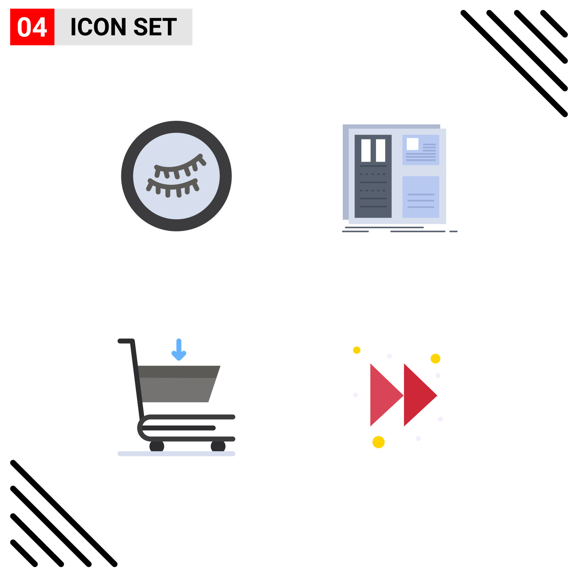 Set of 4 Modern UI Icons Symbols Signs for eye shopping grid ui forward