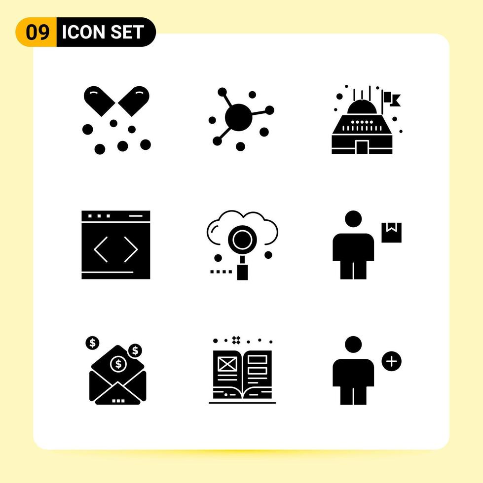 9 Creative Icons for Modern website design and responsive mobile apps 9 Glyph Symbols Signs on White Background 9 Icon Pack vector