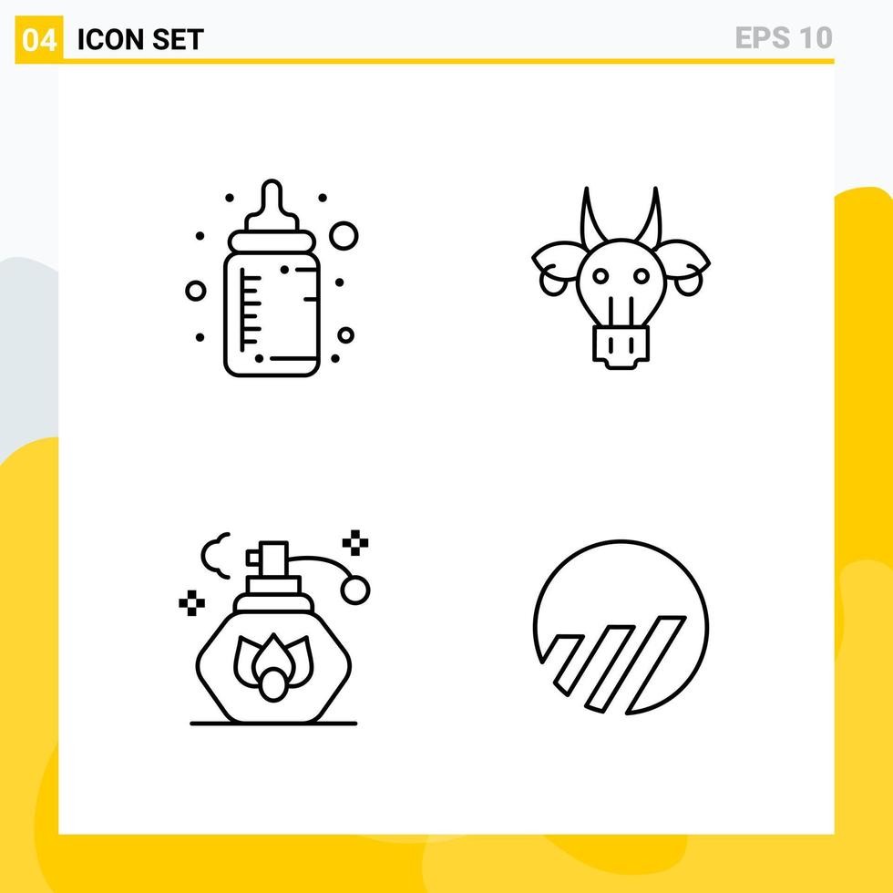 Collection of 4 Universal Line Icons Icon Set for Web and Mobile vector