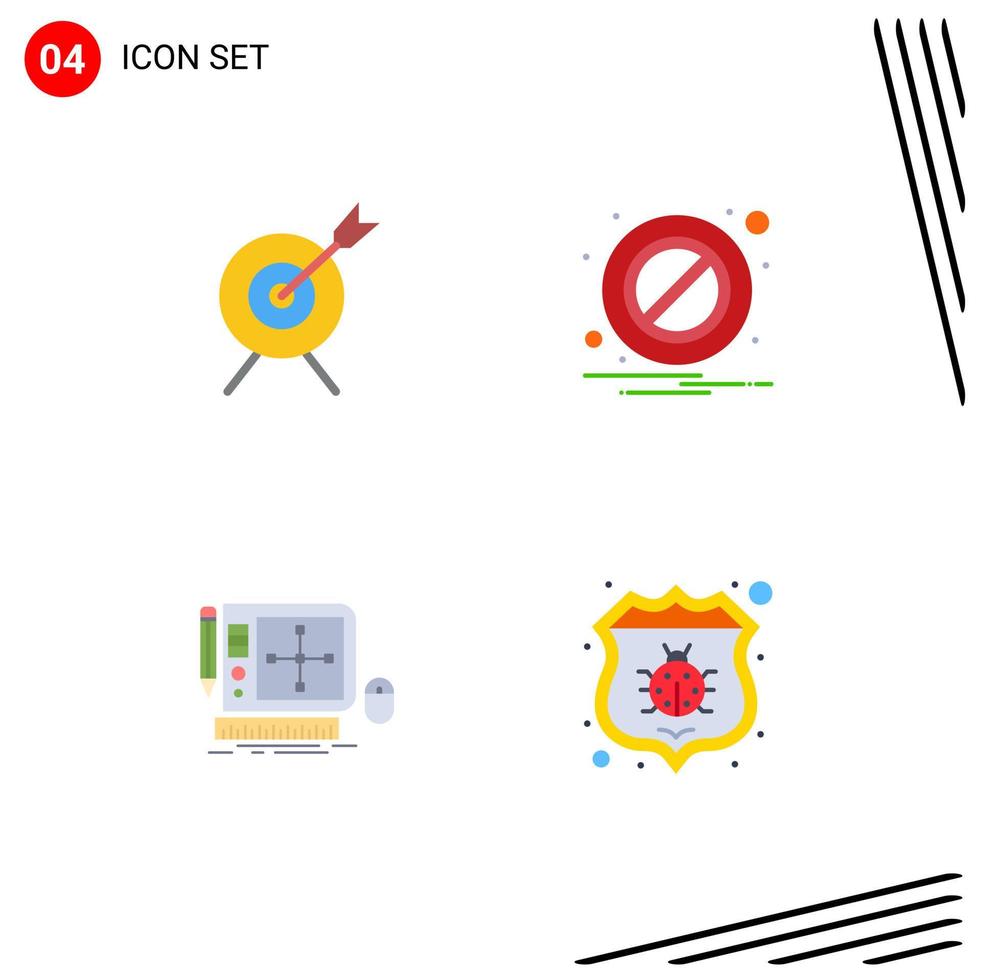 Universal Icon Symbols Group of 4 Modern Flat Icons of target software block design antivirus Editable Vector Design Elements