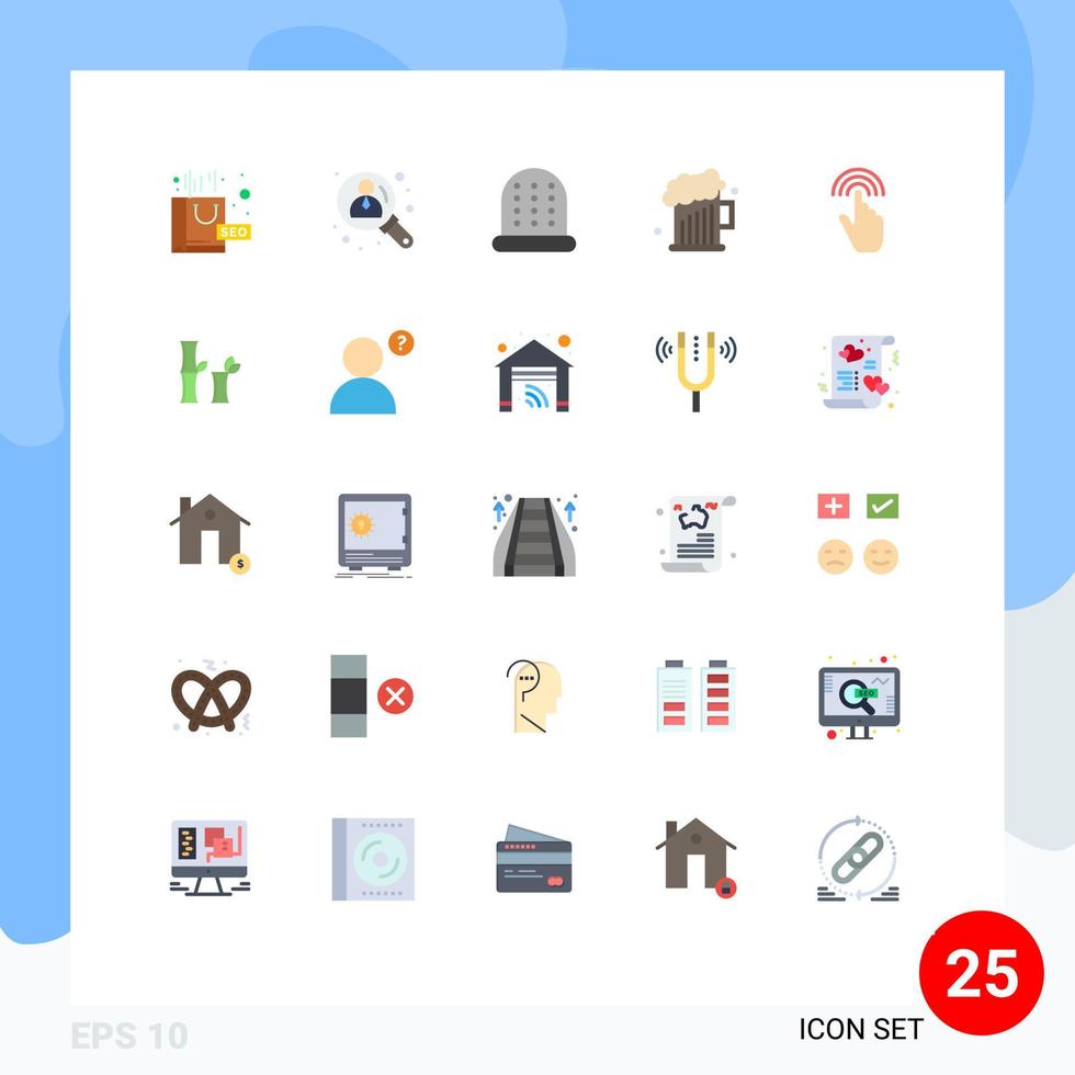 User Interface Pack of 25 Basic Flat Colors of interface gestures sewing finger father Editable Vector Design Elements