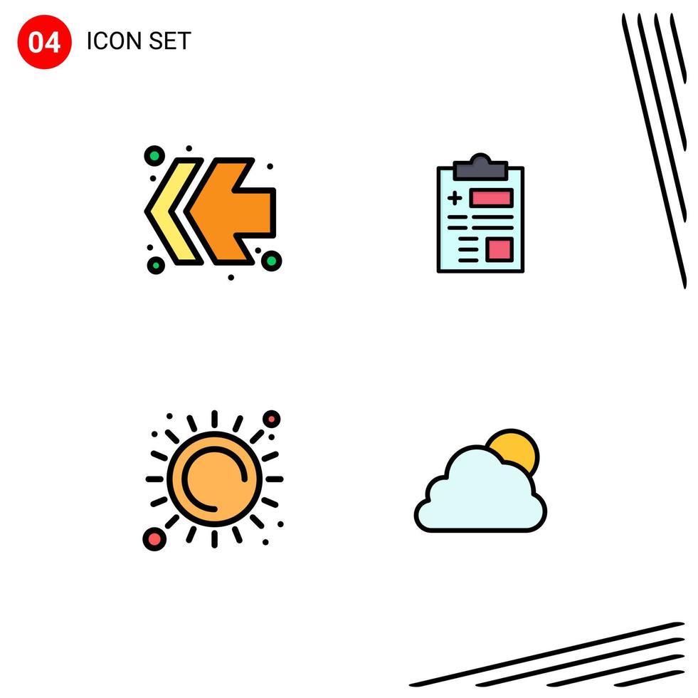 Set of 4 Modern UI Icons Symbols Signs for arrows sunlight report healthcare sky Editable Vector Design Elements