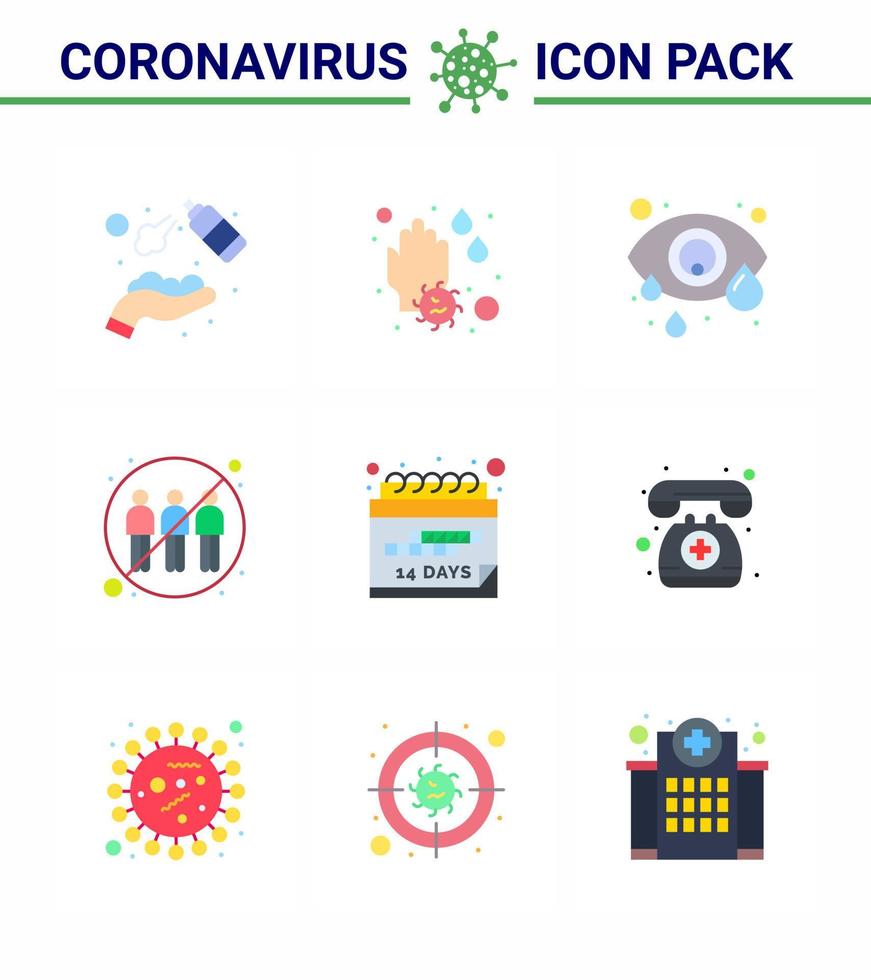 9 Flat Color Corona Virus pandemic vector illustrations transfer human water drop engagement human eye viral coronavirus 2019nov disease Vector Design Elements