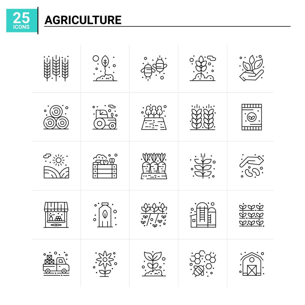 25 conjunto de iconos de agricultura antecedentes vectoriales vector
