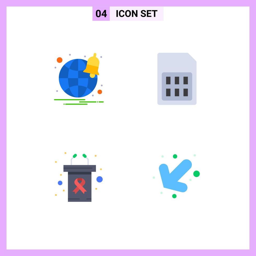 4 concepto de icono plano para sitios web móviles y aplicaciones navegador tarjeta de presentación sim cáncer día elementos de diseño vectorial editables vector