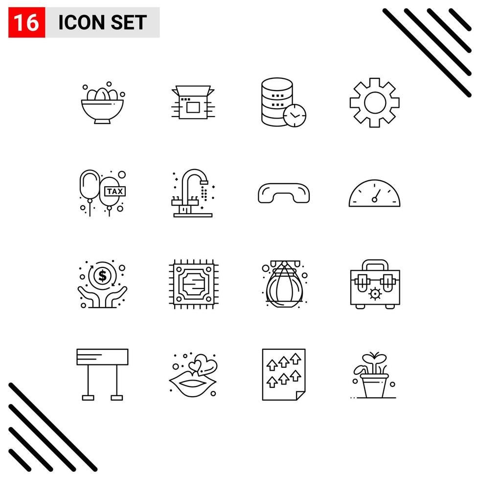 16 Universal Outline Signs Symbols of logistic setting product watch service Editable Vector Design Elements