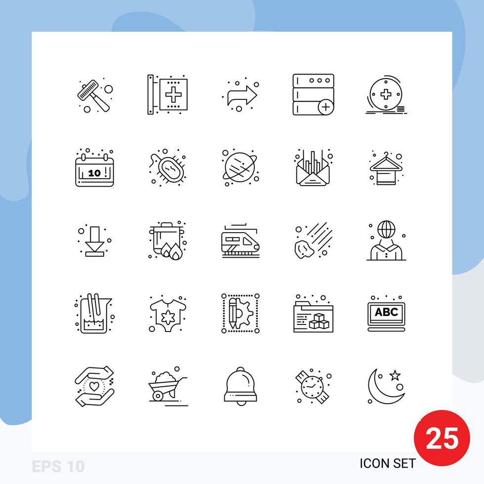 Mobile Interface Line Set of 25 Pictograms of health clinical health new base Editable Vector Design Elements