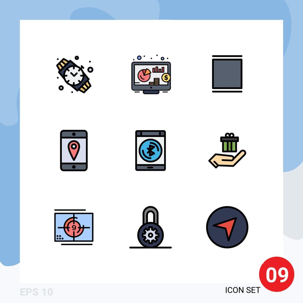 9 Filledline Flat Color concept for Websites Mobile and Apps gift data sets connect cell Editable Vector Design Elements