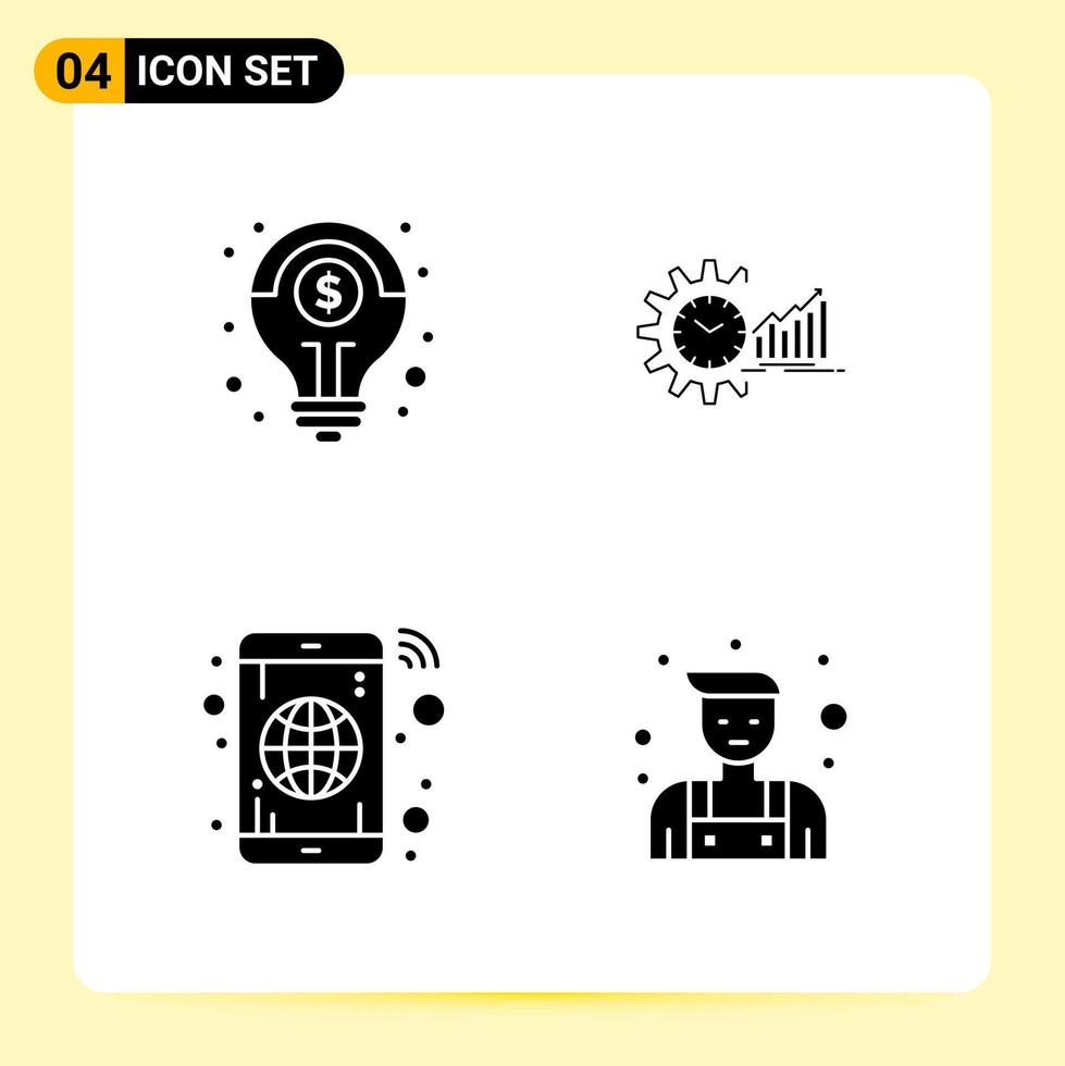 4 Creative Icons for Modern website design and responsive mobile apps 4 Glyph Symbols Signs on White Background 4 Icon Pack vector