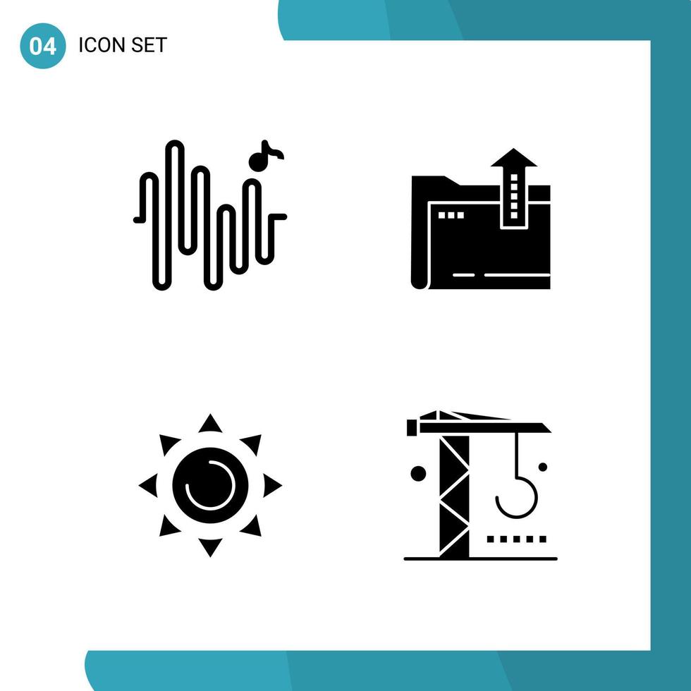 Vector Pack of 4 Glyph Symbols Solid Style Icon Set on White Background for Web and Mobile