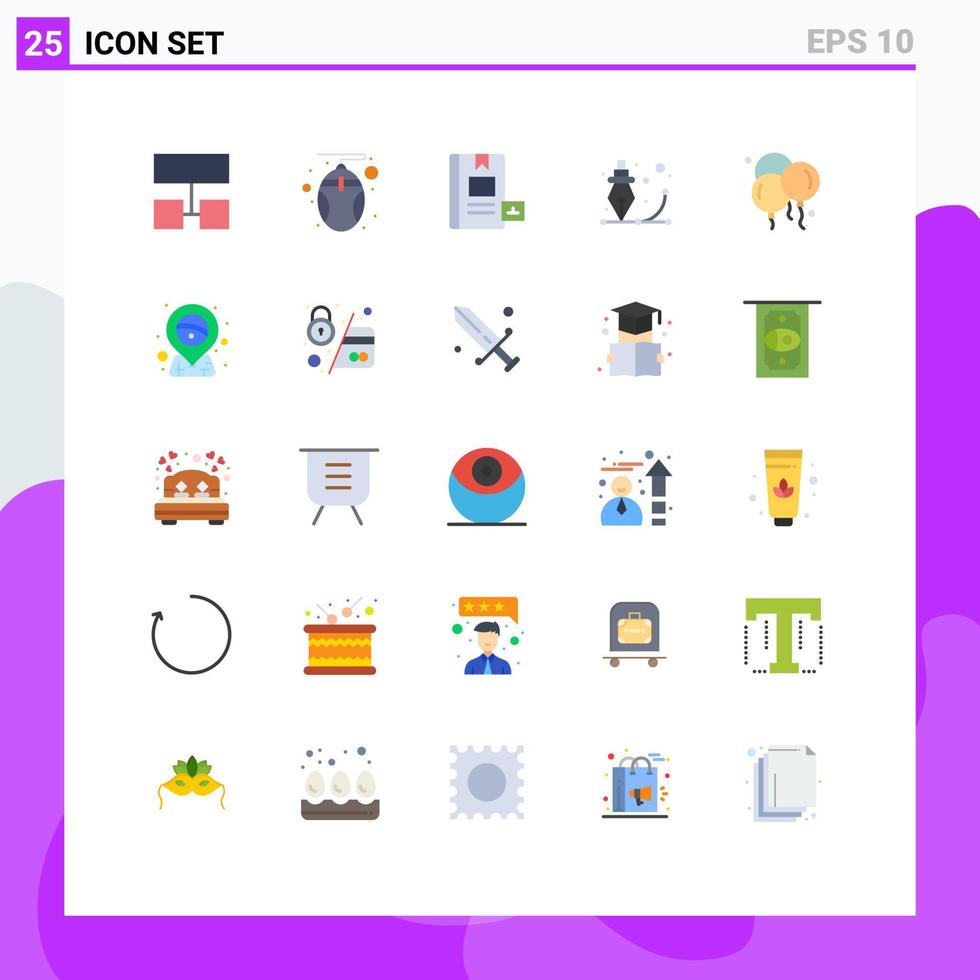 Stock Vector Icon Pack of 25 Line Signs and Symbols for balloon pen e graphic creative Editable Vector Design Elements