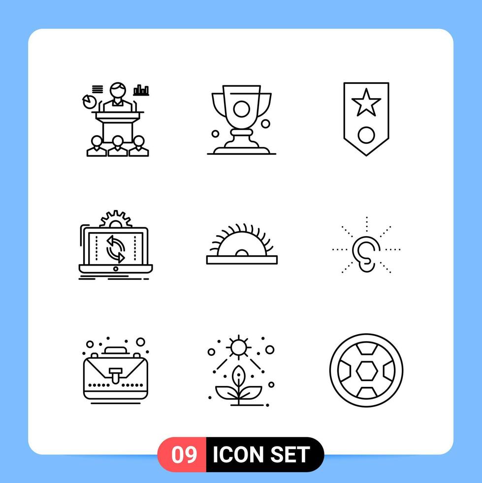 9 Line Black Icon Pack Outline Symbols for Mobile Apps isolated on white background 9 Icons Set vector