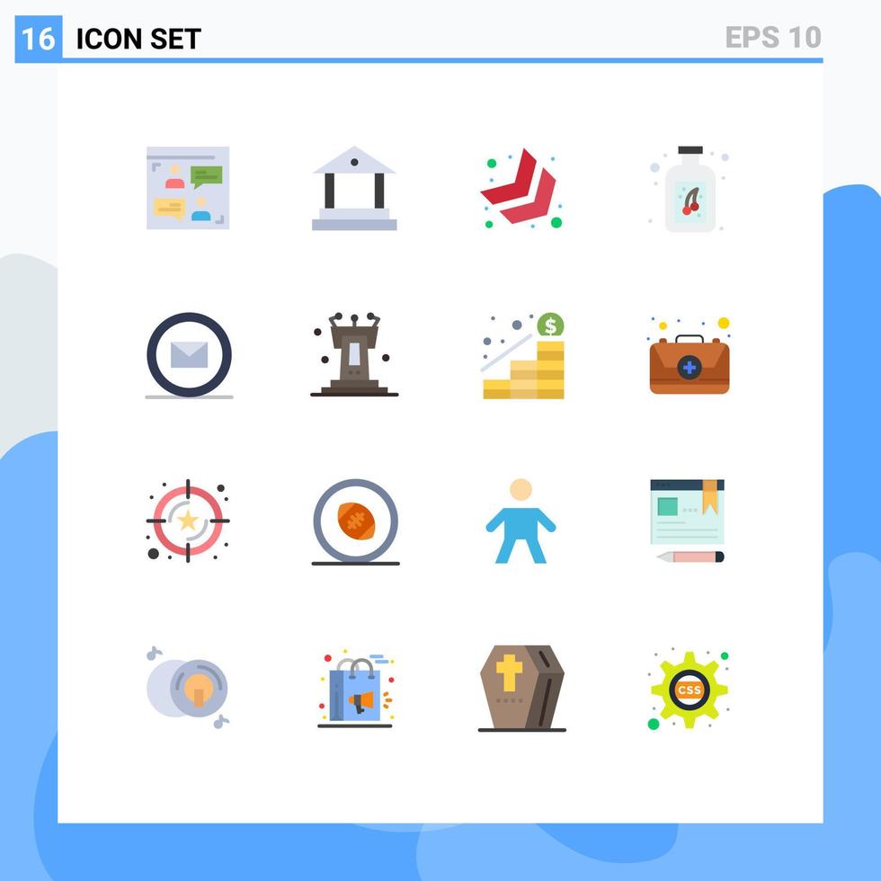 16 Universal Flat Colors Set for Web and Mobile Applications pedestal online chevron email bottle Editable Pack of Creative Vector Design Elements