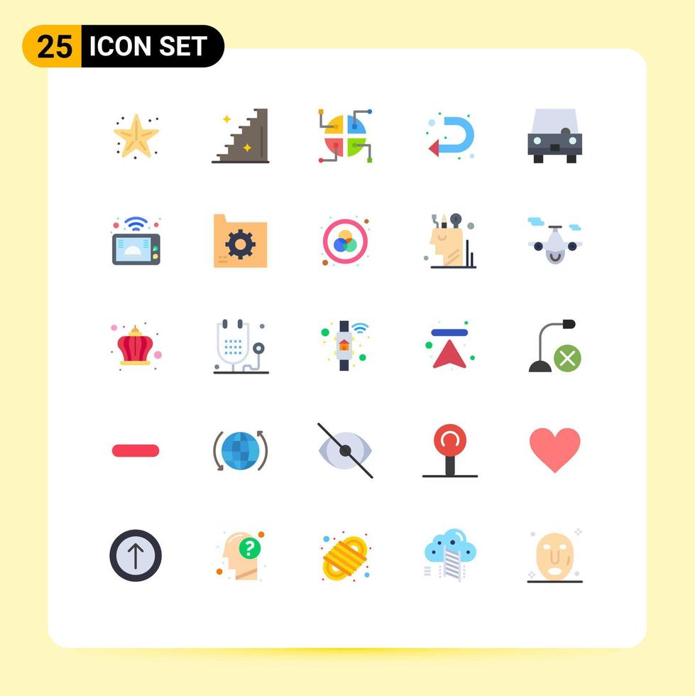 Pictogram Set of 25 Simple Flat Colors of transport filled construction left sign Editable Vector Design Elements