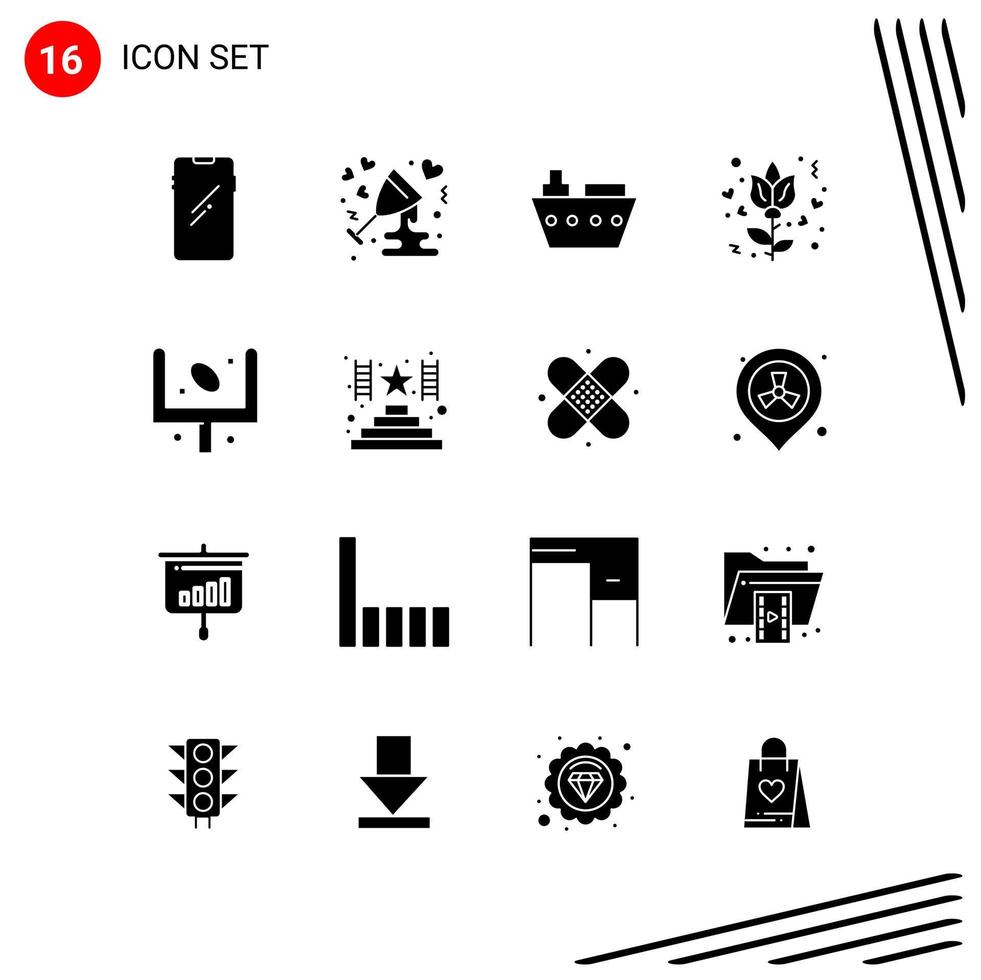 Collection of 16 Vector Icons in solid style Pixle Perfect Glyph Symbols for Web and Mobile Solid Icon Signs on White Background 16 Icons