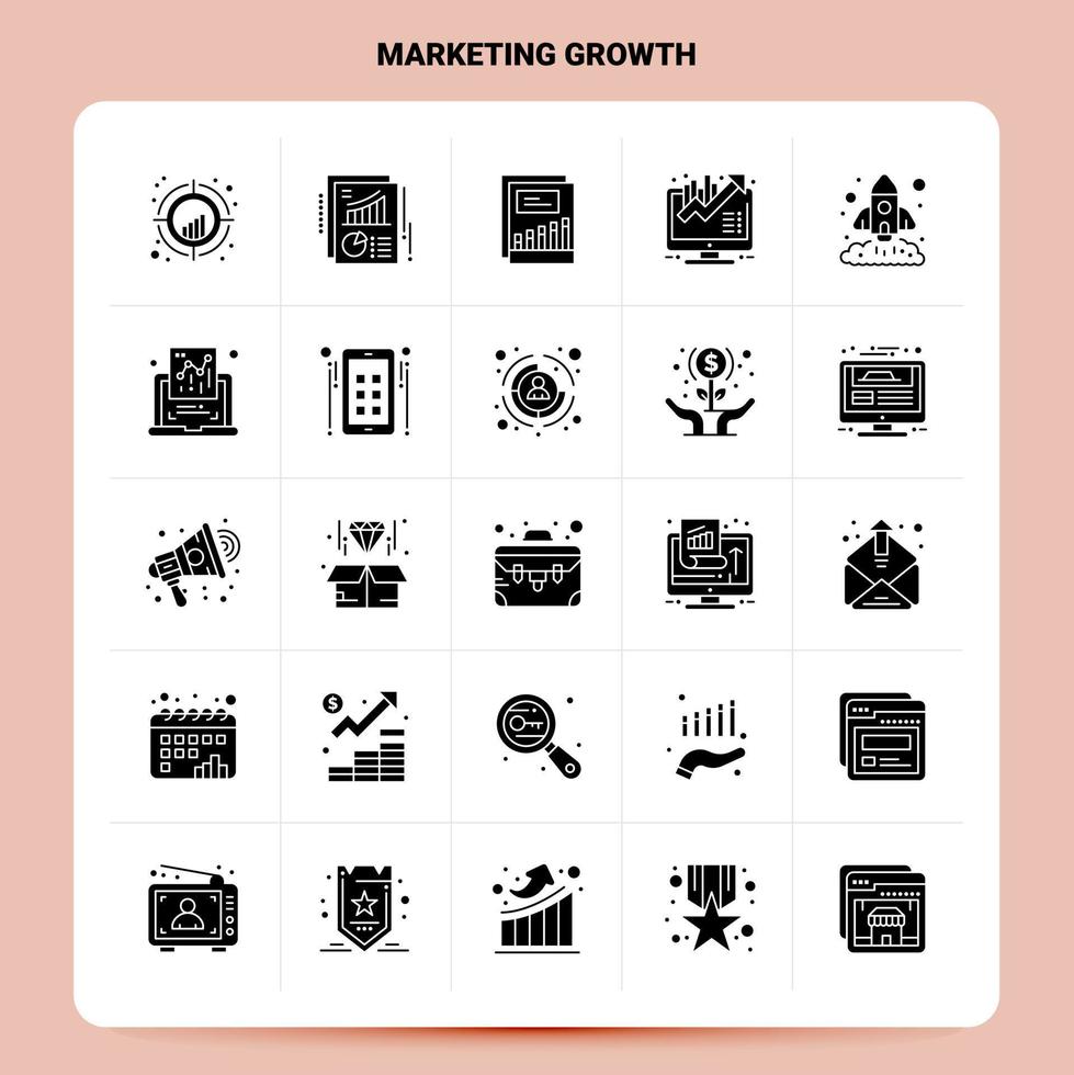 Solid 25 Marketing Growth Icon set Vector Glyph Style Design Black Icons Set Web and Mobile Business ideas design Vector Illustration