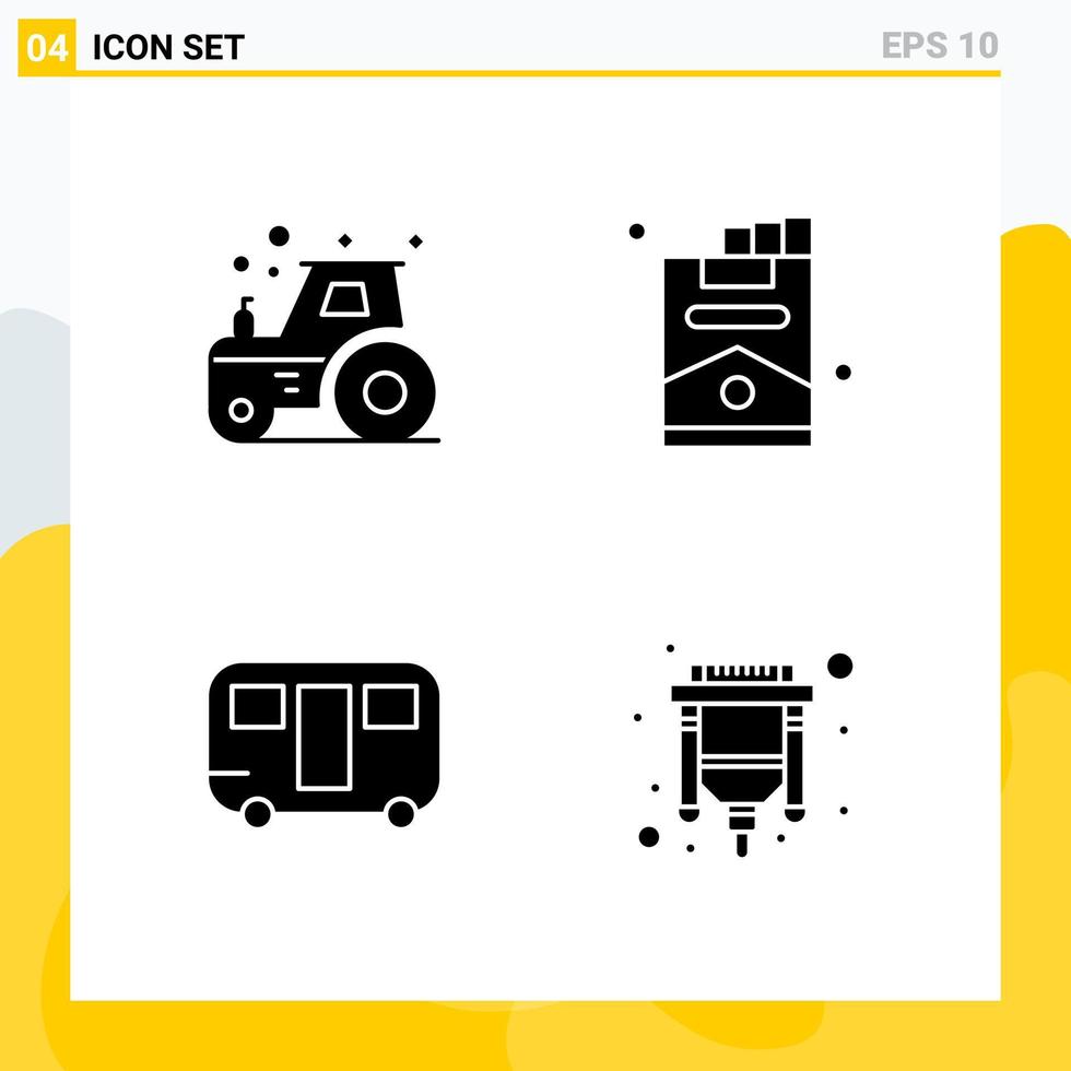 Collection of 4 Universal Solid Icons Icon Set for Web and Mobile vector