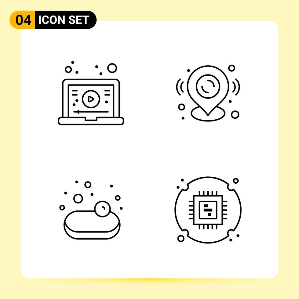 4 Creative Icons for Modern website design and responsive mobile apps 4 Outline Symbols Signs on White Background 4 Icon Pack vector