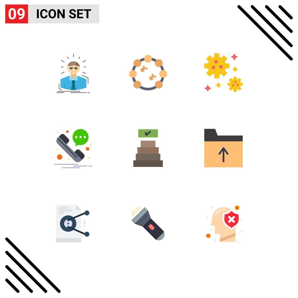 Set of 9 Commercial Flat Colors pack for document check mark astronaut success phone Editable Vector Design Elements