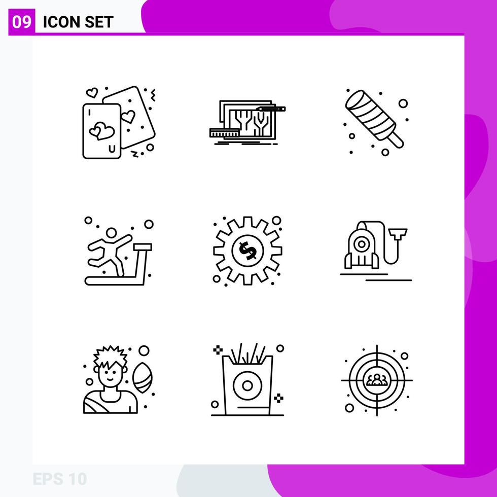 Line Icon set Pack of 9 Outline Icons isolated on White Background for Web Print and Mobile vector