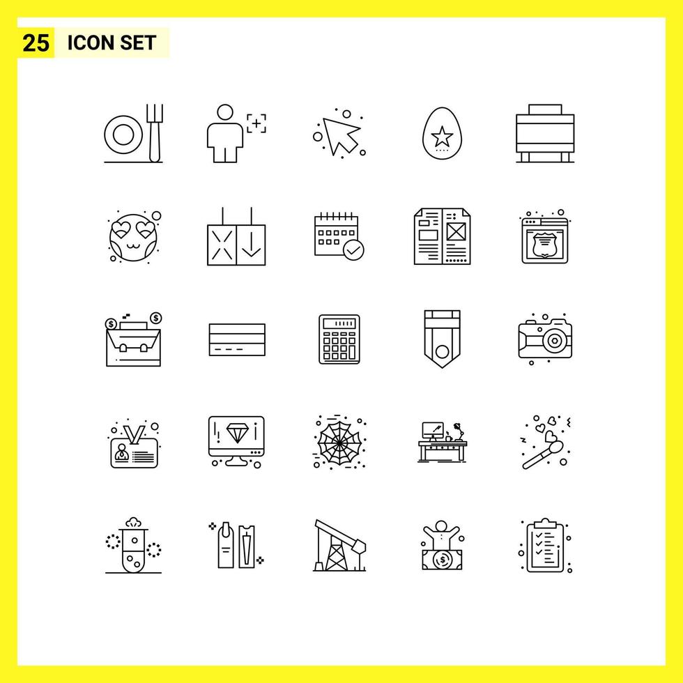 Modern Set of 25 Lines Pictograph of travel luggage arrow spring easter Editable Vector Design Elements