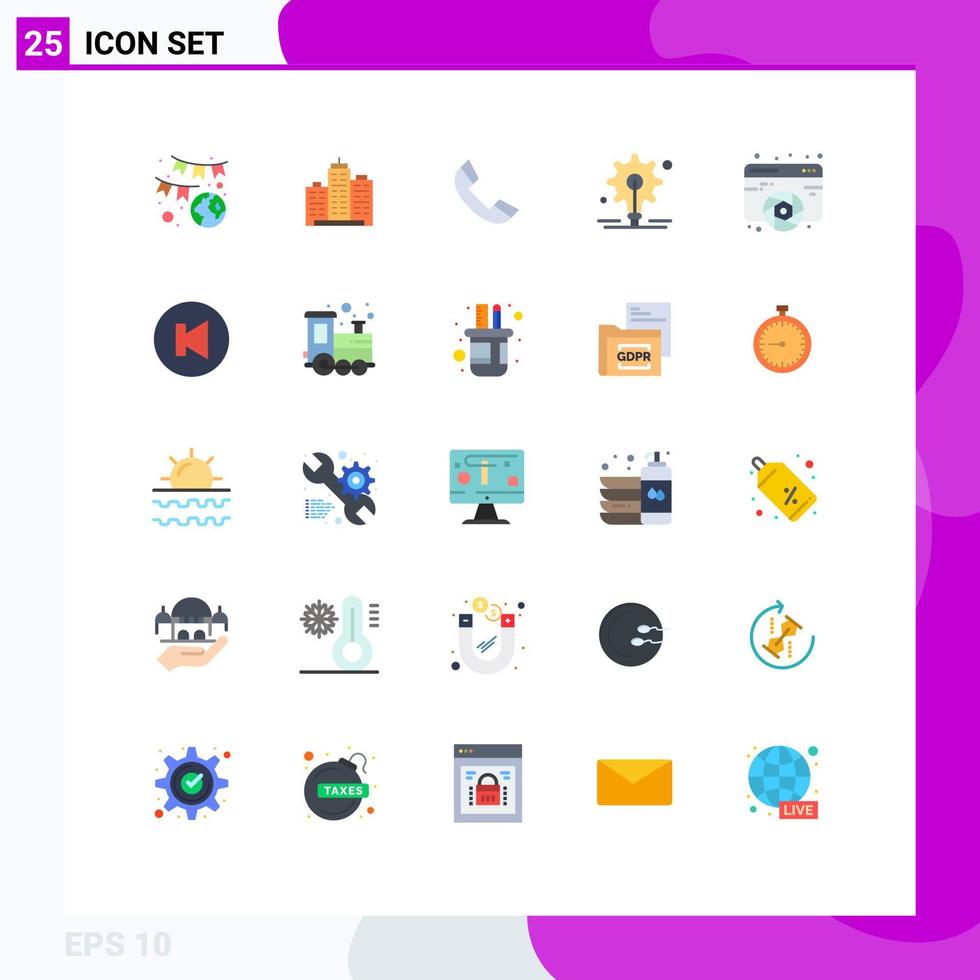 Universal Icon Symbols Group of 25 Modern Flat Colors of gear telephone estate ring call Editable Vector Design Elements