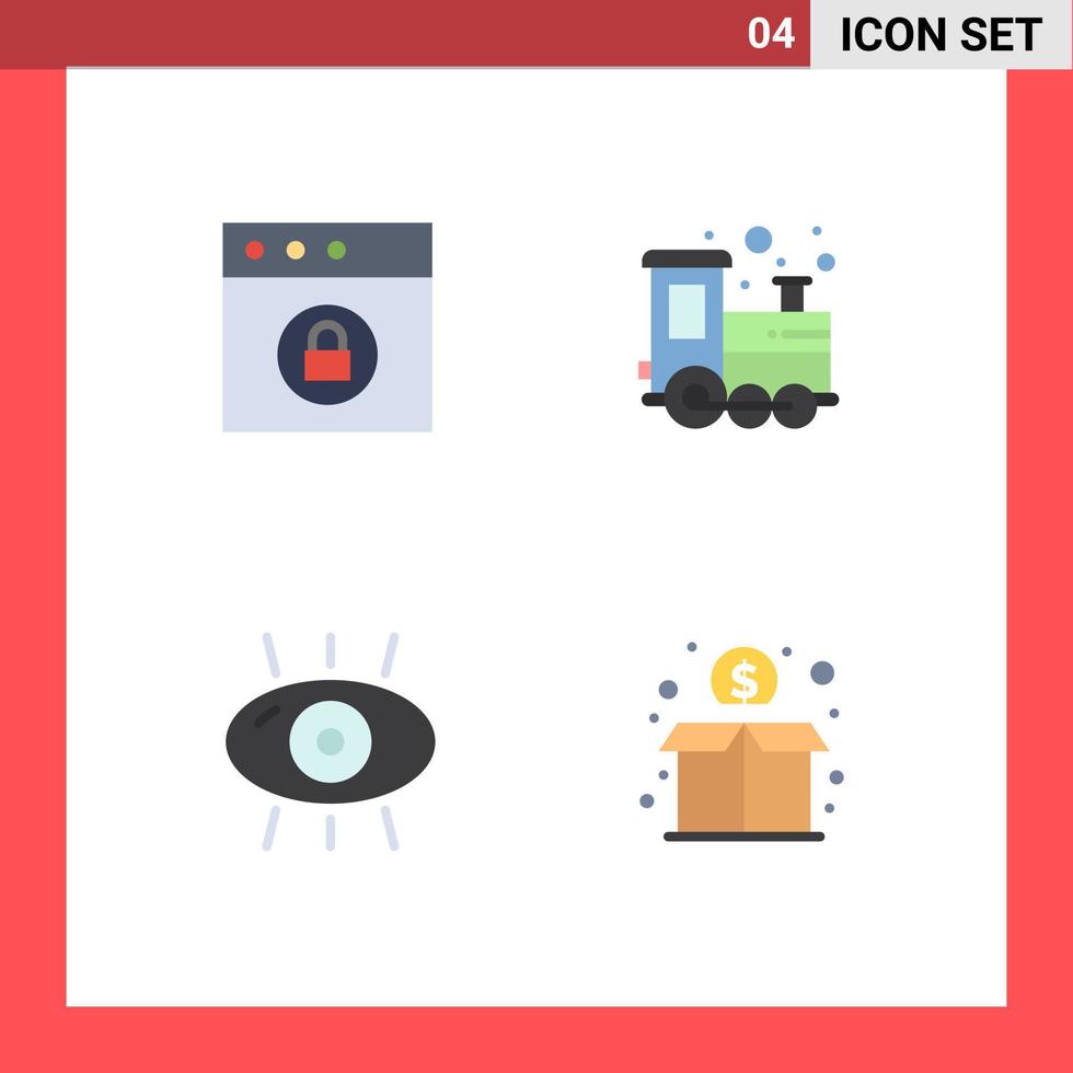 Mobile Interface Flat Icon Set of 4 Pictograms of app fitness baby play time health Editable Vector Design Elements